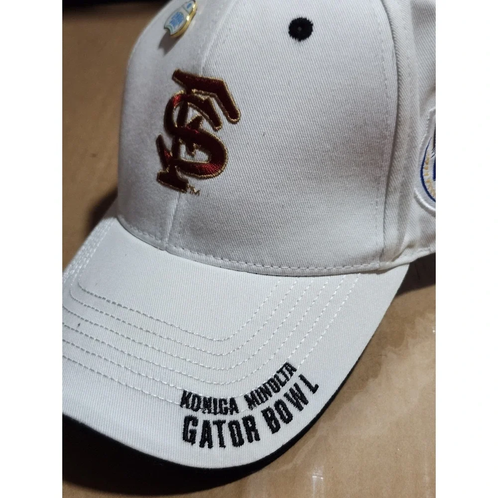 FSU Florida State 2010 Gator Bowl Hat Konica Minolta Bobby Bowden Final Game Pin